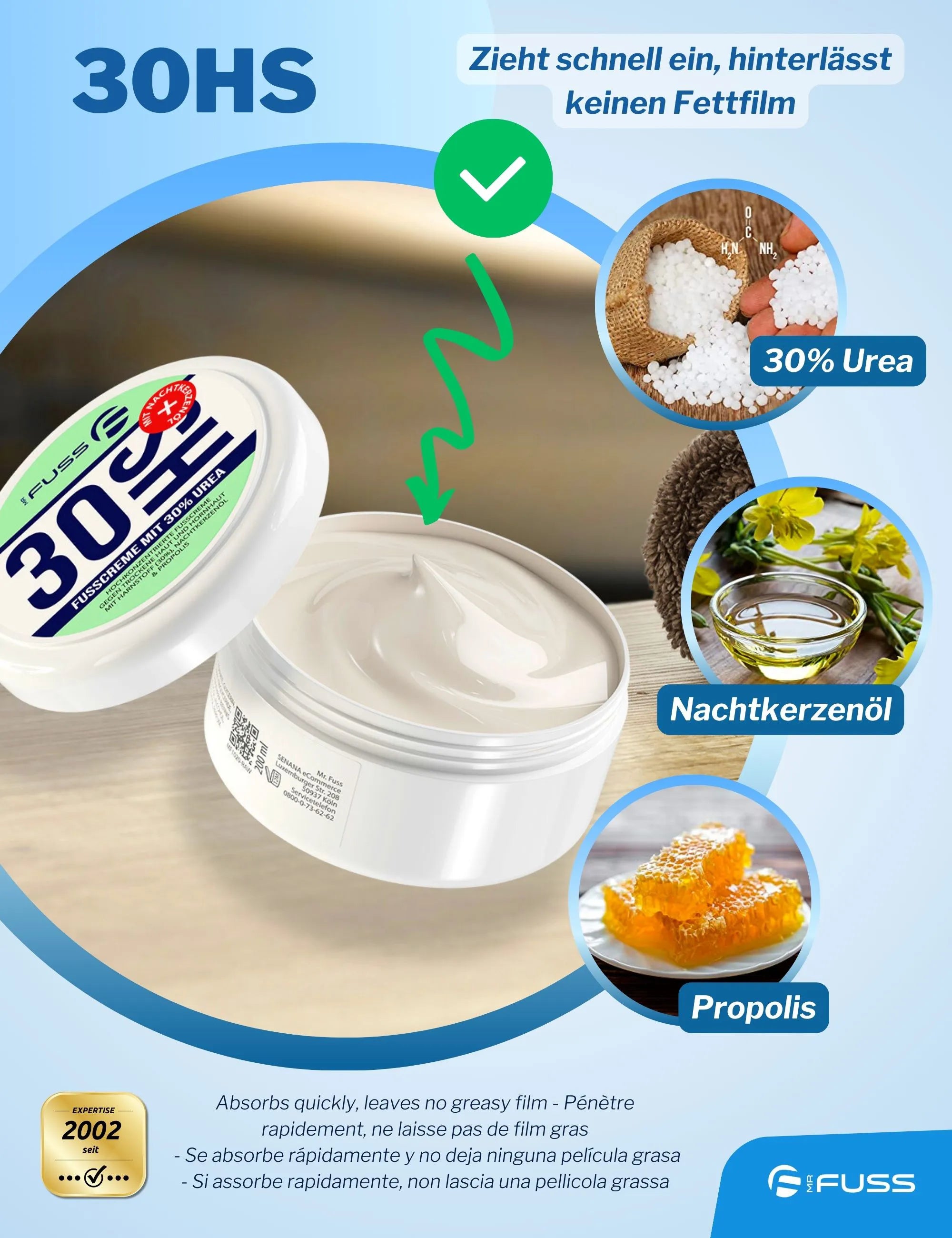 30HS - Fusscreme mit 30% Urea - 200ml