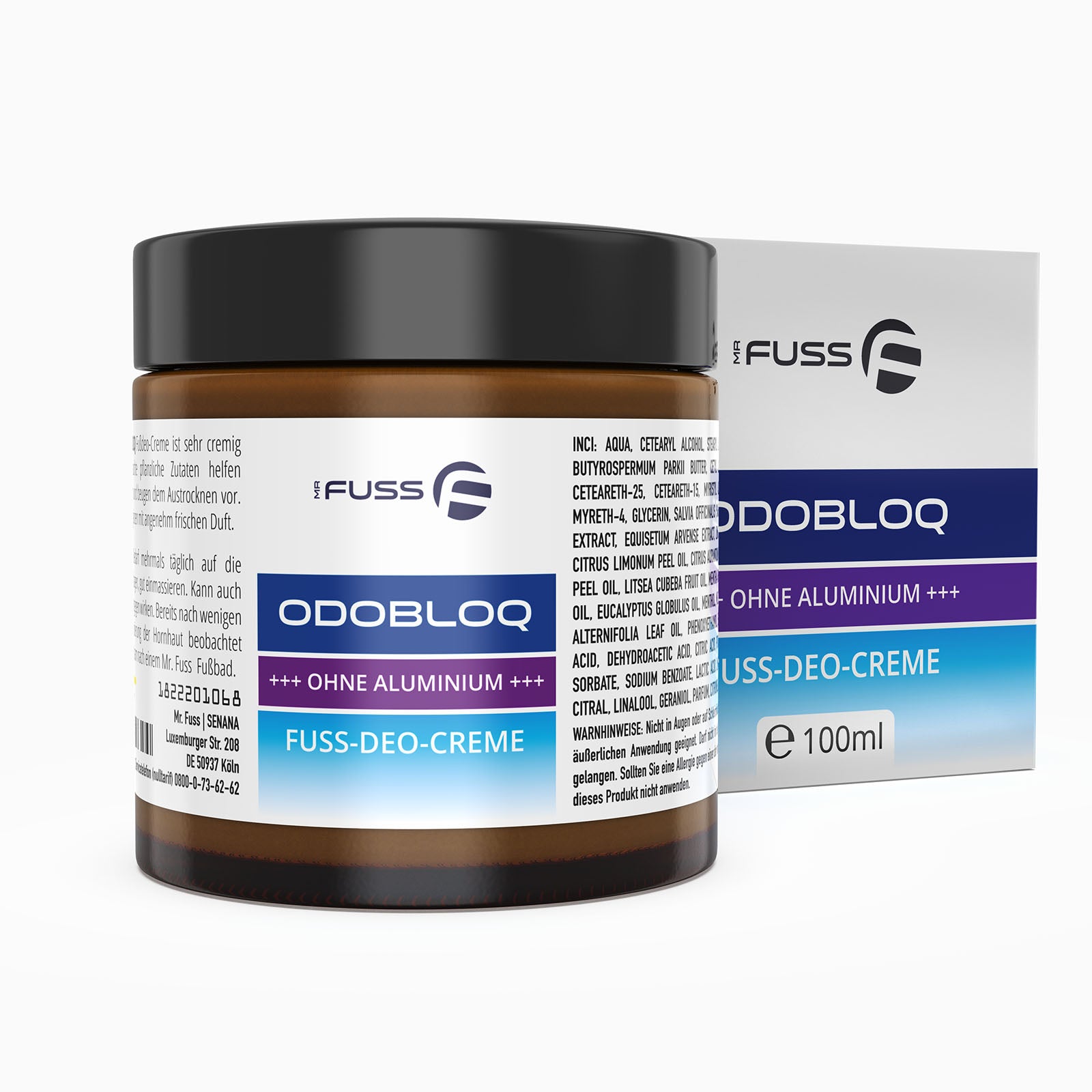 ODOBLOQ - Fußdeo-Creme ohne Aluminium - 100ml