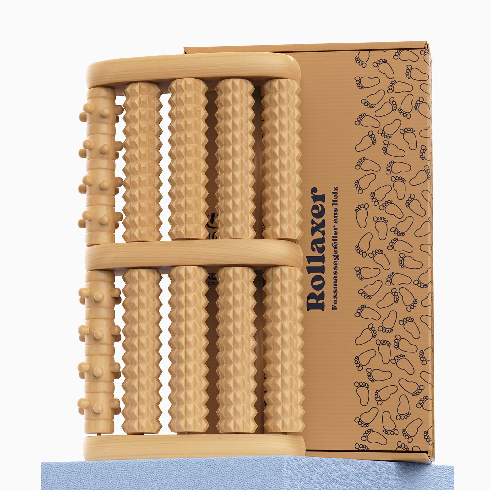Rollaxer - Fußmassageroller aus Holz zur Fußreflexzonenmassage