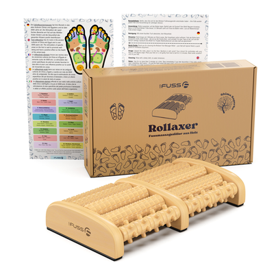 Rollaxer - Fußmassageroller aus Holz zur Fußreflexzonenmassage