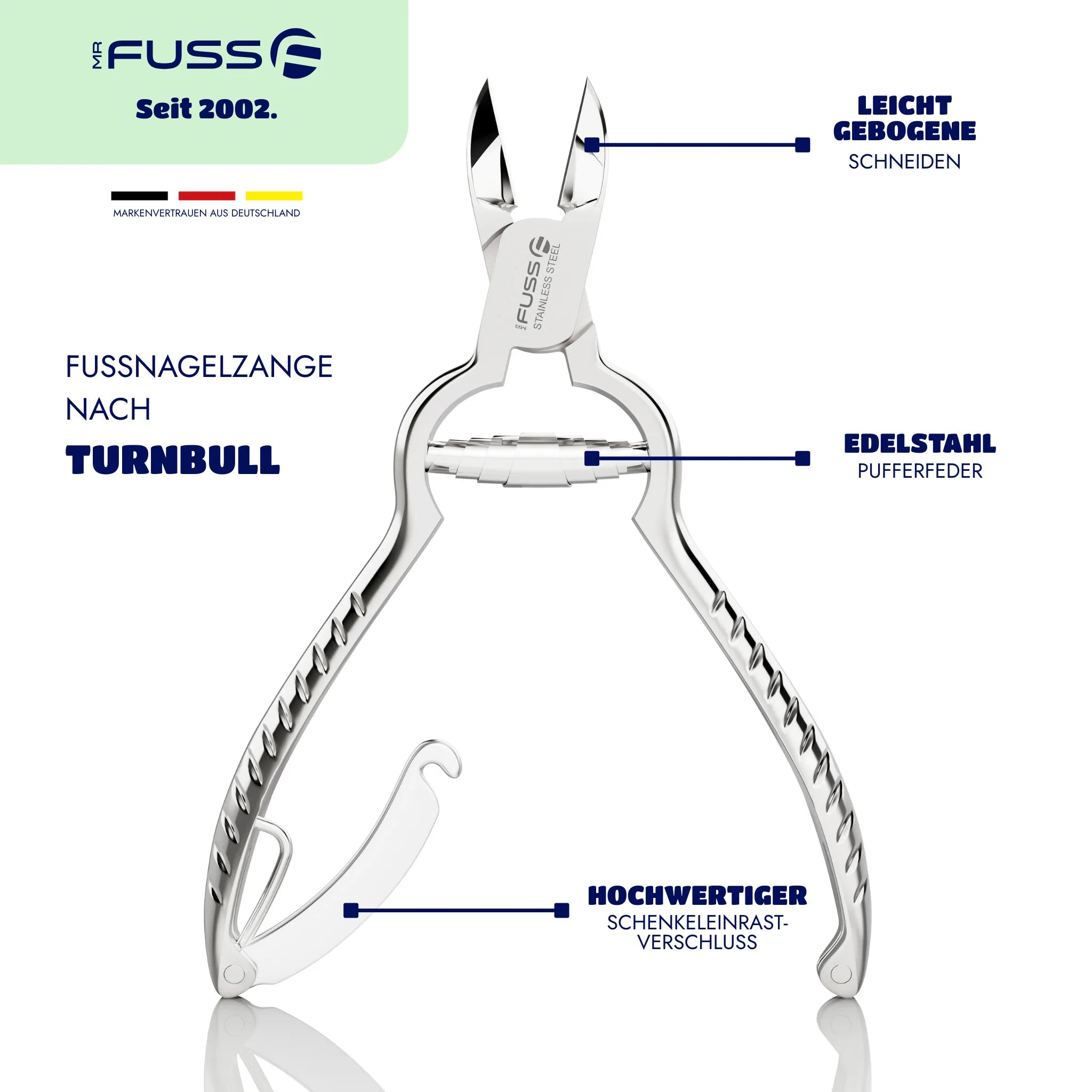 Mr. Fuss Fußnagelzange nach Turn Bull mit Spiralfeder - 14cm